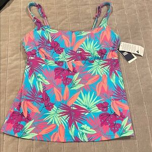 NWT Lands End Vibrant Tropical Print Women's Tankini top size 8